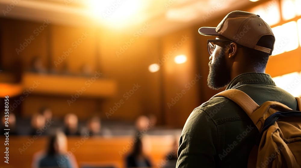 A man stands in a courtroom, focused on the proceedings, highlighting the tension and importance of justice in the legal system. A man stands in a courtroom, focused on the proceedings, highlighting the tension and importance of justice in the legal system.