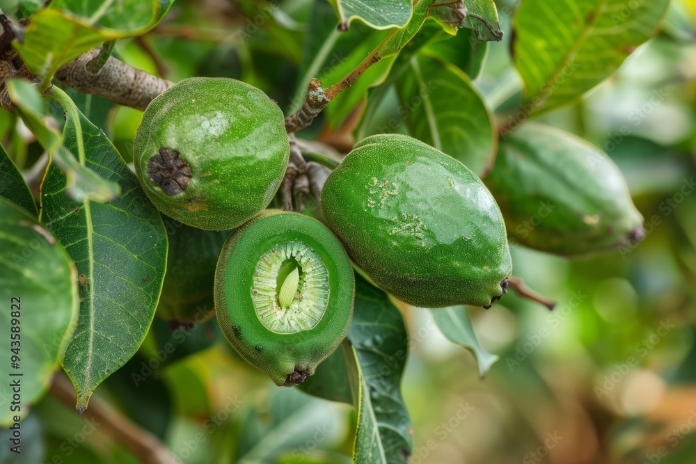 Feijoa fruits on a branch in the garden, illuminated by the sun, agribusiness business concept,organic healthy food and non-GMO fruits with copy space
Feijoa fruits on a branch in the garden, illuminated by the sun, agribusiness business concept,organic healthy food and non-GMO fruits with copy space