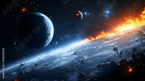 A fiery inferno engulfs a p...