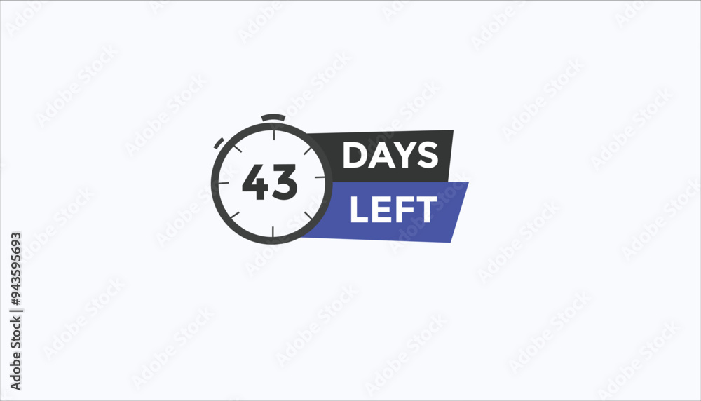 43 days left Countdown number banner templates. time icon. Vector Illustration 43 days left Countdown number banner templates. time icon. Vector Illustration
