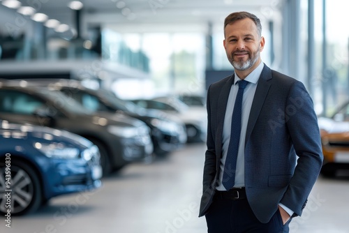 Dealership manager closely monitors a car sale, ensuring exceptional service and smooth transaction flow. Customer satisfaction and maintaining highest professional standards in automotive industry.