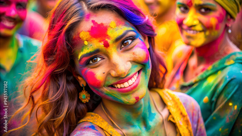 Beautiful Woman Playing Holi. 