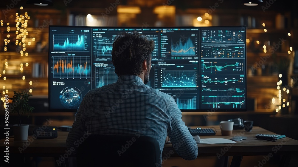 Professional at Workstation Analyzing Graphical Data Professional at Workstation Analyzing Graphical Data