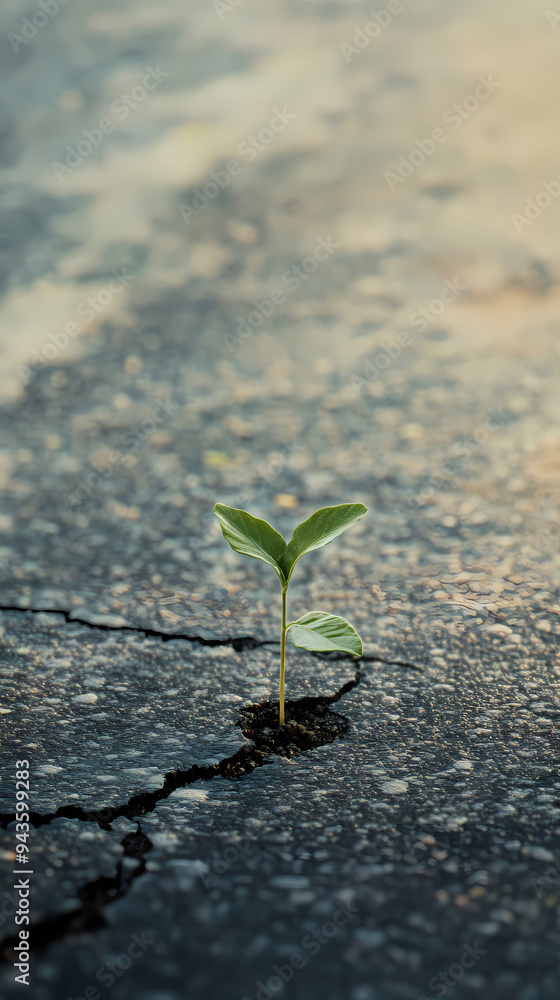 A symbol of vitality, a sapling breaks through the soil A symbol of vitality, a sapling breaks through the soil