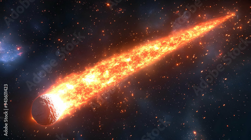 A fiery meteor streaks thro...