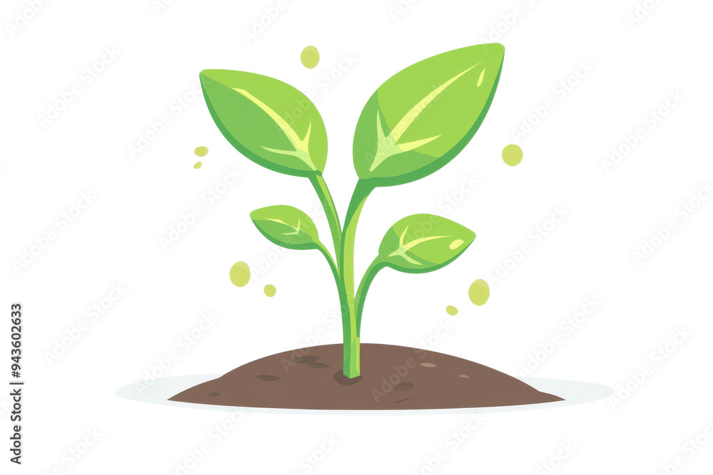 A vibrant green plant sprouting from soil, symbolizing growth, renewal, and the beauty of nature in a simple, colorful design. Isolated on transparent background. A vibrant green plant sprouting from soil, symbolizing growth, renewal, and the beauty of nature in a simple, colorful design. Isolated on transparent background.