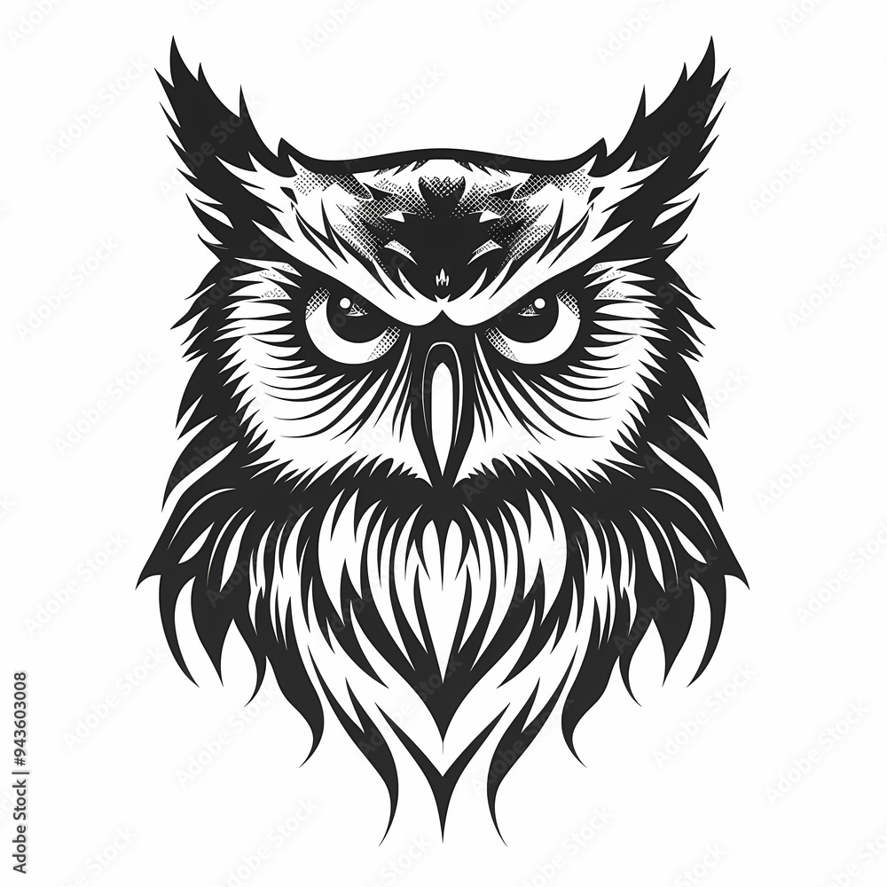Owl vector image ,Art nouveau artistic image of Owl in a round shape Owl vector image ,Art nouveau artistic image of Owl in a round shape