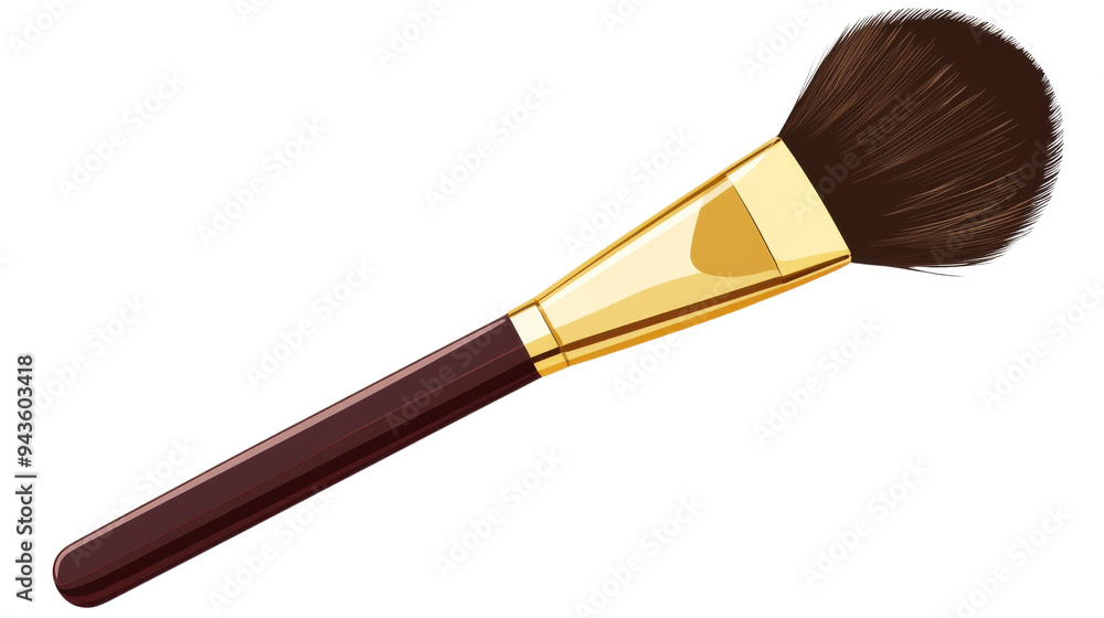 A vibrant makeup brush featuring a soft bristle head and an elegant wooden handle, perfect for applying cosmetics with precision. Isolated on transparent background. A vibrant makeup brush featuring a soft bristle head and an elegant wooden handle, perfect for applying cosmetics with precision. Isolated on transparent background.