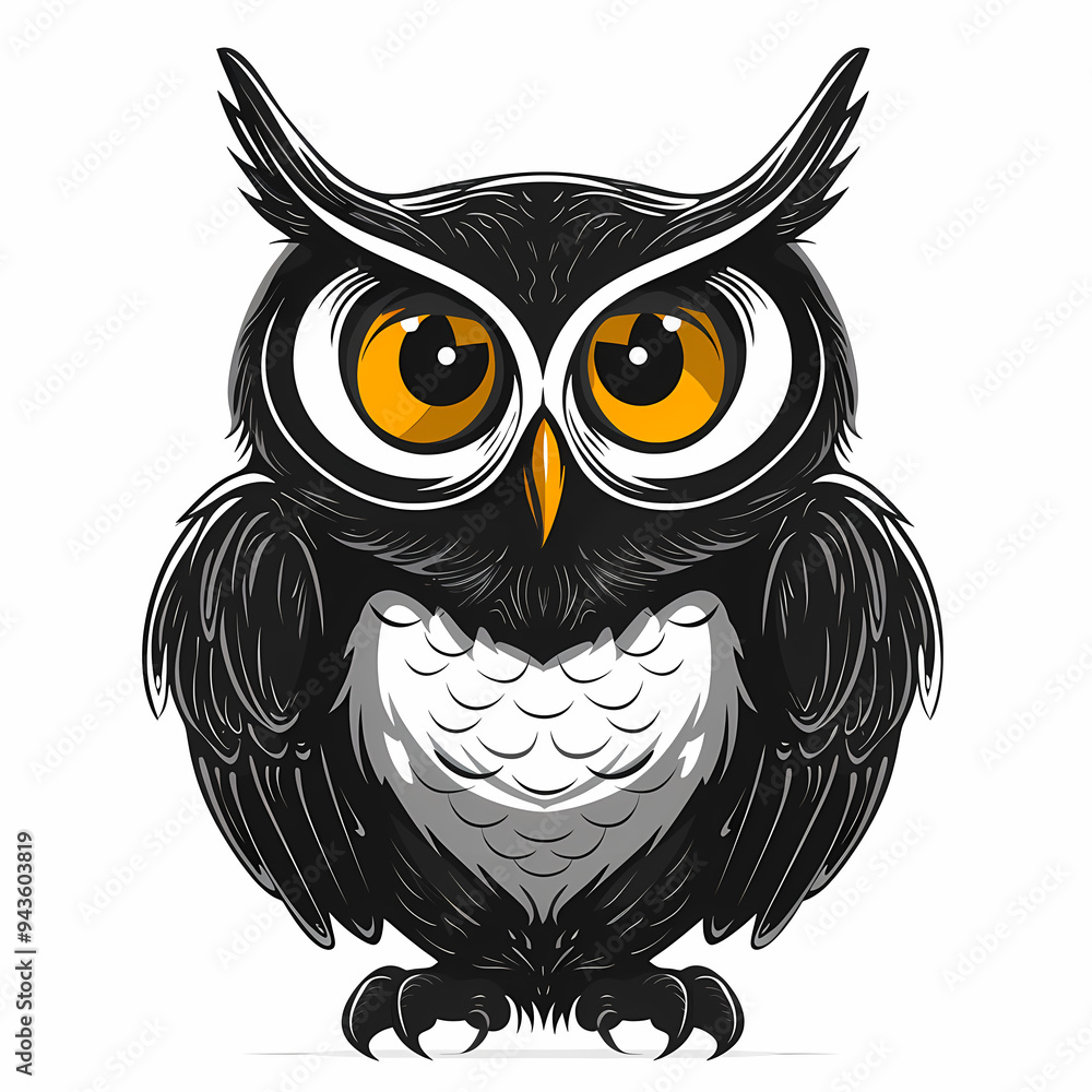 Obraz premium Owl vector image ,Art nouveau artistic image of Owl in a round shape
