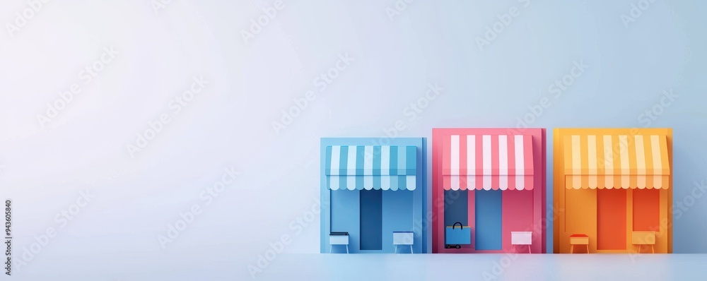 Variety of shops flat design front view consumer choice theme animation Triadic Color Scheme Variety of shops flat design front view consumer choice theme animation Triadic Color Scheme