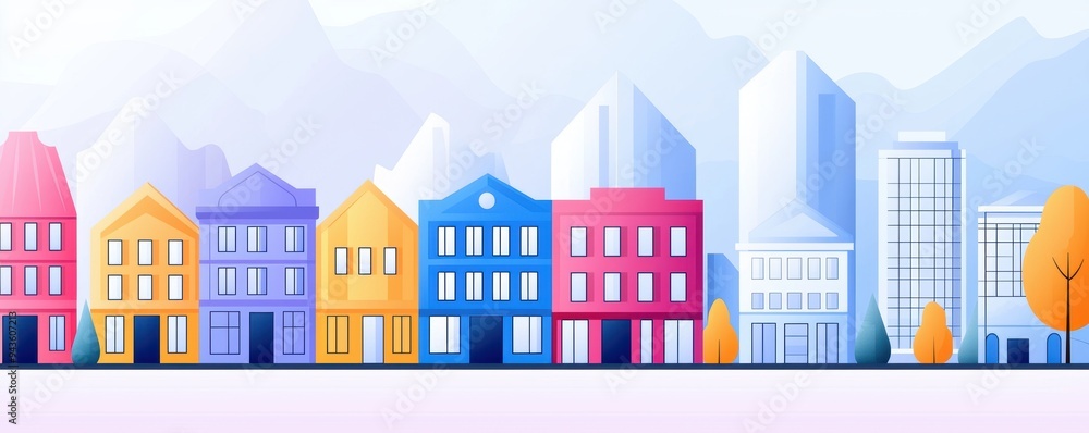 Retail storefronts flat design side view shopping district theme animation vivid Retail storefronts flat design side view shopping district theme animation vivid