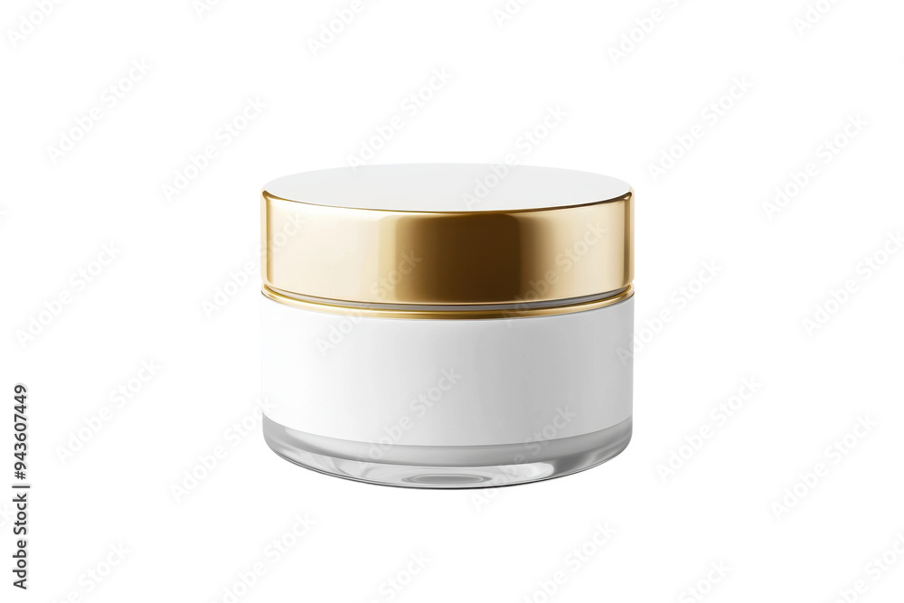 Stylish cosmetic cream jar with a gold lid, ideal for skincare, beauty products, or packaging design. Isolated on transparent background. Stylish cosmetic cream jar with a gold lid, ideal for skincare, beauty products, or packaging design. Isolated on transparent background.