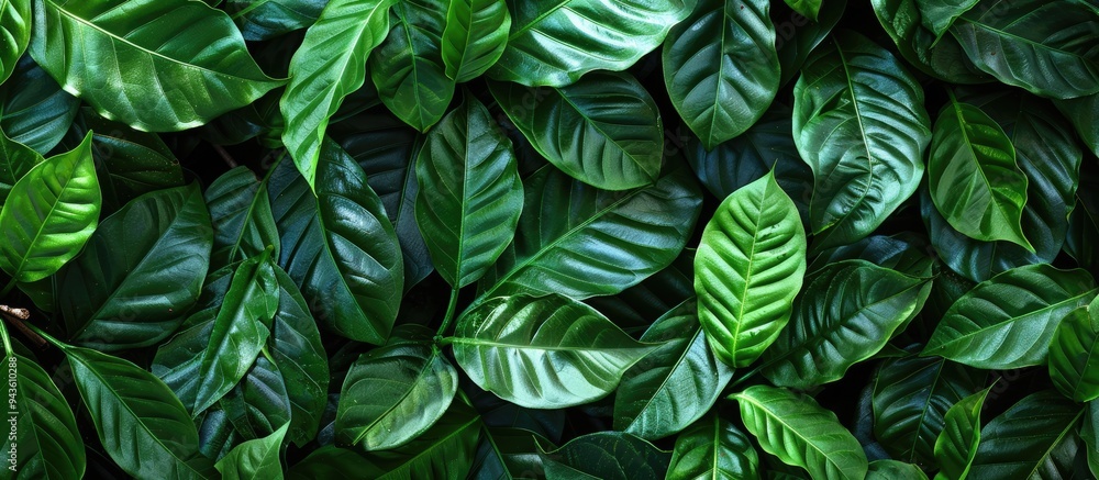 Coffee plant foliage provides an ideal backdrop for text grown in a research facility to examine diseases that harm coffee plants and beans offering ample copy space image Coffee plant foliage provides an ideal backdrop for text grown in a research facility to examine diseases that harm coffee plants and beans offering ample copy space image