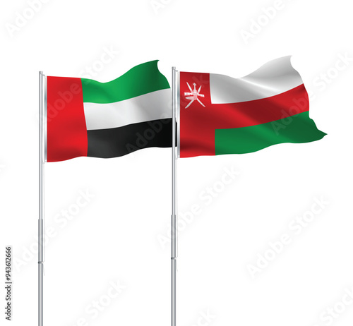 UAE,Oman flags together on pole