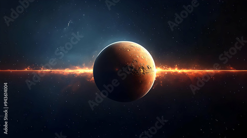 A fiery orange planet with ...