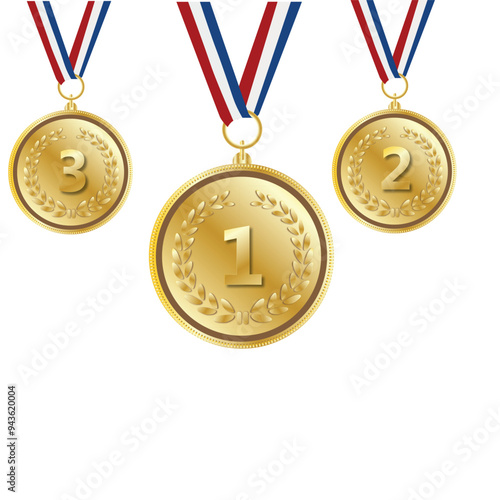 Set gold medal with ribbon
