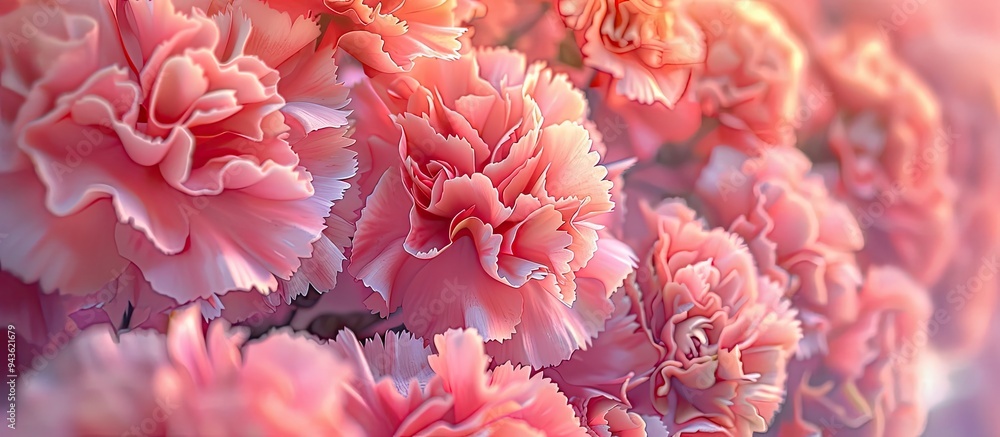 Close up shot of pink carnation flowers in a garden with copy space image Close up shot of pink carnation flowers in a garden with copy space image