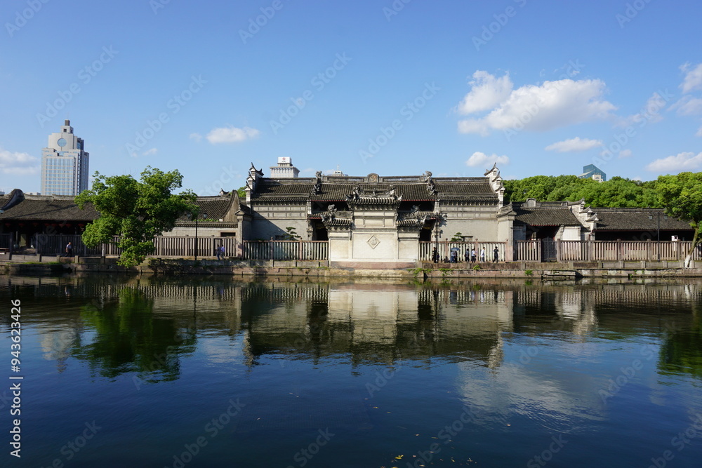 Chinese ancient architecture Aerial photography ningbo city Tianyi Pavilion Chinese ancient architecture Aerial photography ningbo city Tianyi Pavilion