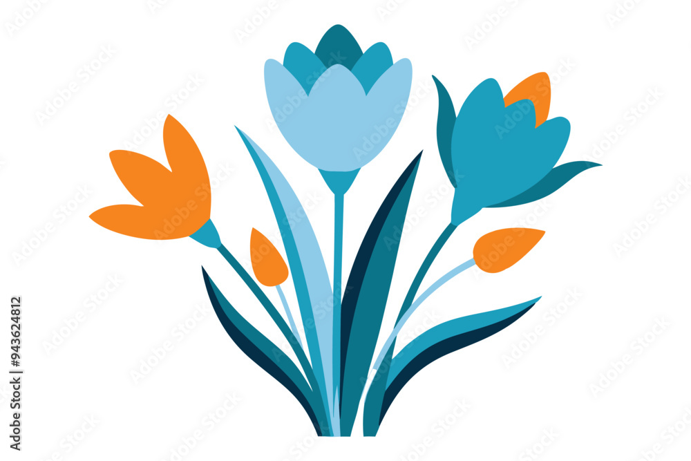 Delicate Spring Flowers Illustration Featuring Crocuses and Hyacinths Delicate Spring Flowers Illustration Featuring Crocuses and Hyacinths