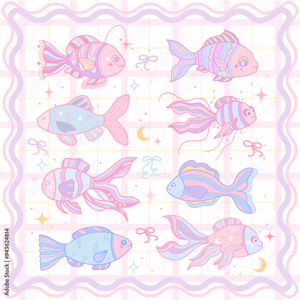 Set of Cute Aesthetic Fish Set of Cute Aesthetic Fish