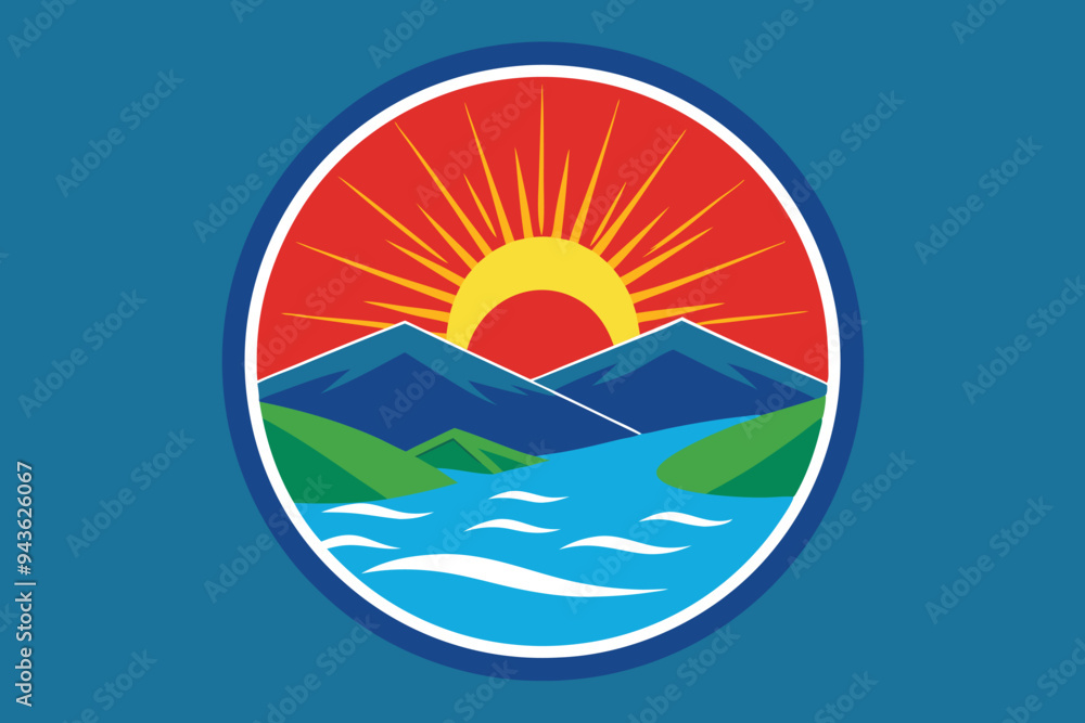 Fototapeta premium Round logo with blue background k.eps