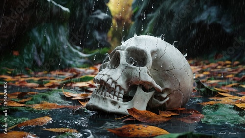 skull in the forest photo