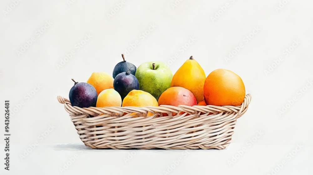 A vibrant collection of fresh fruits arranged in a wicker basket, perfect for healthy eating or culinary projects. A vibrant collection of fresh fruits arranged in a wicker basket, perfect for healthy eating or culinary projects.