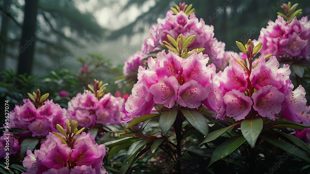 Pink roses in flower garden surrounded by trees Pink roses in flower garden surrounded by trees