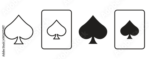 spades card suit icon vector set, Poker, card game, casino symbol.