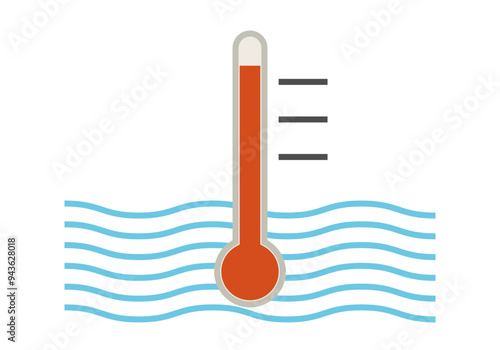 Termómetro con temperatura alta por calentamiento de los océanos