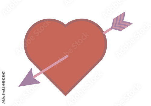 Corazón rojo atravesado por flecha rosa