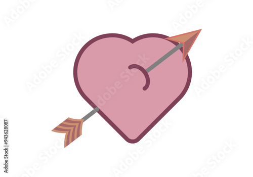 Corazón rosa atravesado por flecha roja