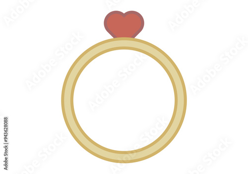 Anillo dorado con corazón rojo