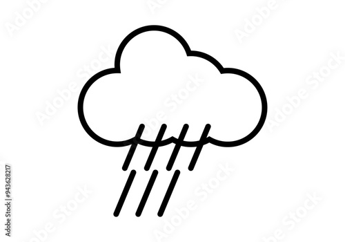 Icono negro de nube con lluvia