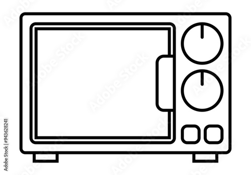 Icono negro de microondas en fondo blanco