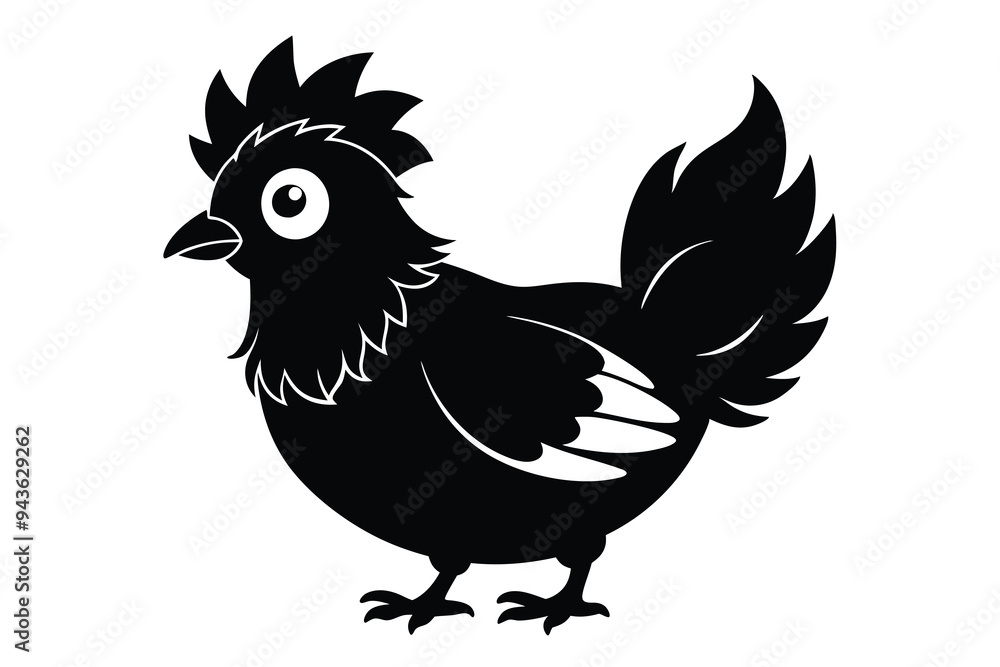 Fototapeta premium Silkie chicken kawaii silhouette vector C.eps