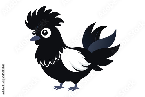 Silkie chicken kawaii silhouette vector D.eps