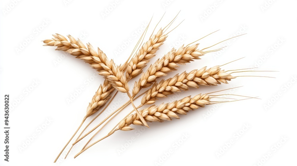 A bunch of wheat is shown on a white background A bunch of wheat is shown on a white background