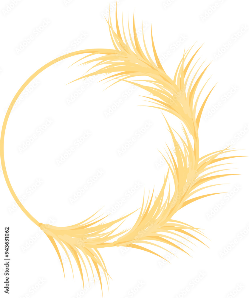 Minimalist design featuring delicate golden pampas grass forming an elegant circle, perfect for showcasing a brand or message Minimalist design featuring delicate golden pampas grass forming an elegant circle, perfect for showcasing a brand or message