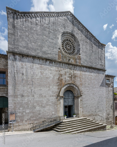 san Francesco church facade at medieval hilltop little town, Amelia, Italy