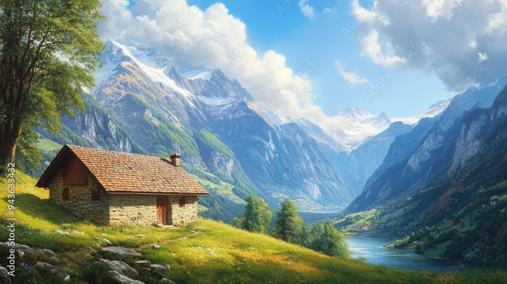 Scenic Swiss valley w/ roof Scenic Swiss valley w/ roof
