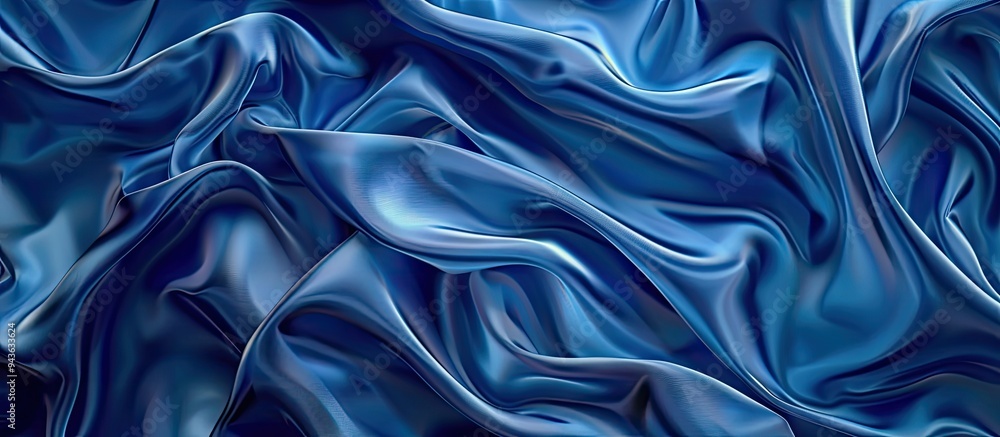 Obraz premium Blue fabric with an intriguing abstract pattern and wrinkles perfect for wallpapers and backgrounds with ample copy space image
