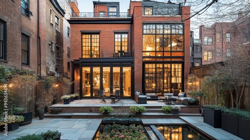 Modern Brick House with Backyard Oasis