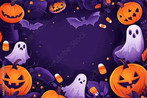 Spooky Halloween Wallpaper with Jack-o'-Lanterns and Ghosts - Haloween wallpaper