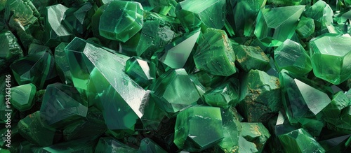 A seamless background showcasing a shiny precious stone with copy space image featuring green crystal mineral gems in their natural environment displaying the texture of various precious and semipreci photo