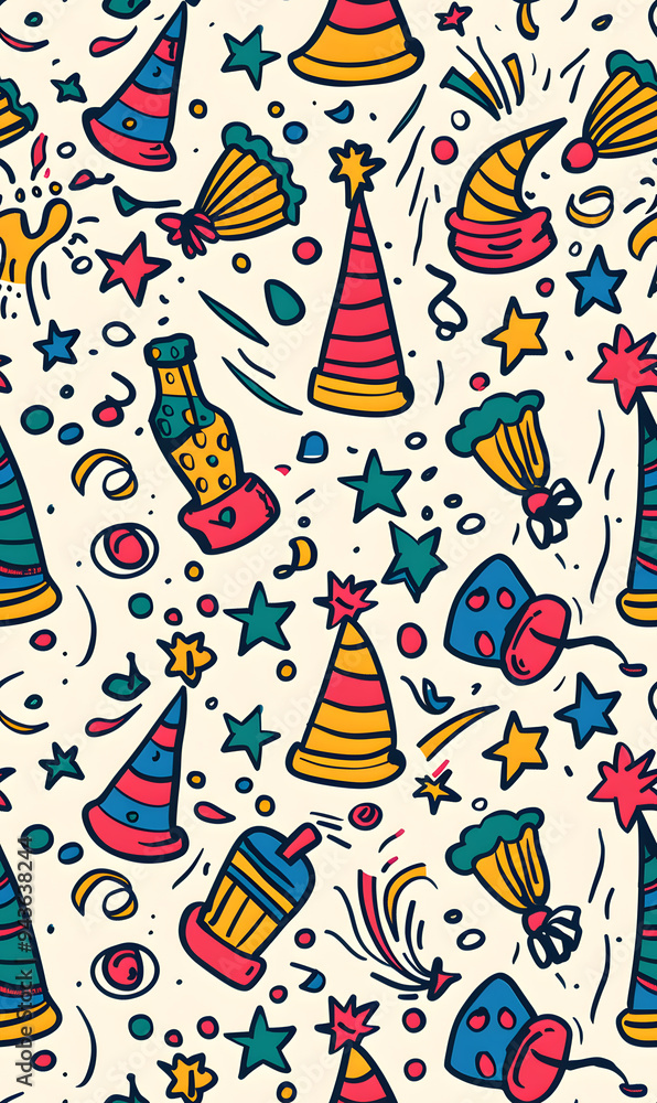 New Year and Christmas 2d cartoon or graphic advertising background, Seamless pattern New Year and Christmas 2d cartoon or graphic advertising background, Seamless pattern