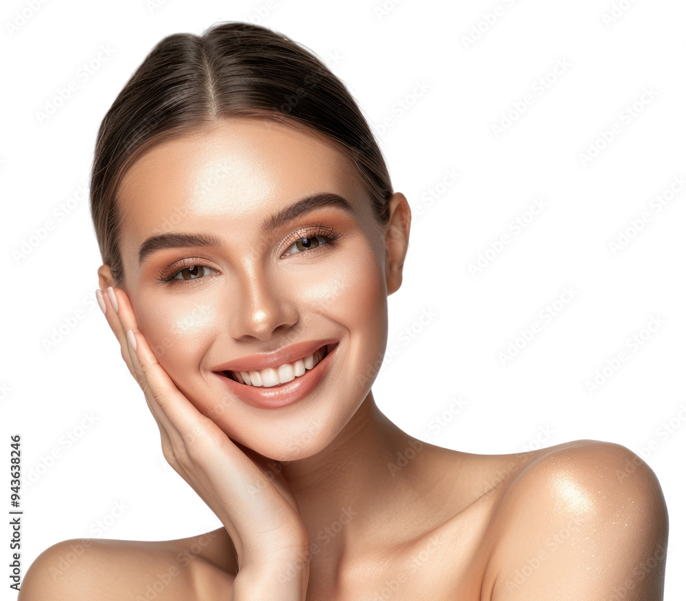 PNG Radiant woman smiling confidently PNG Radiant woman smiling confidently
