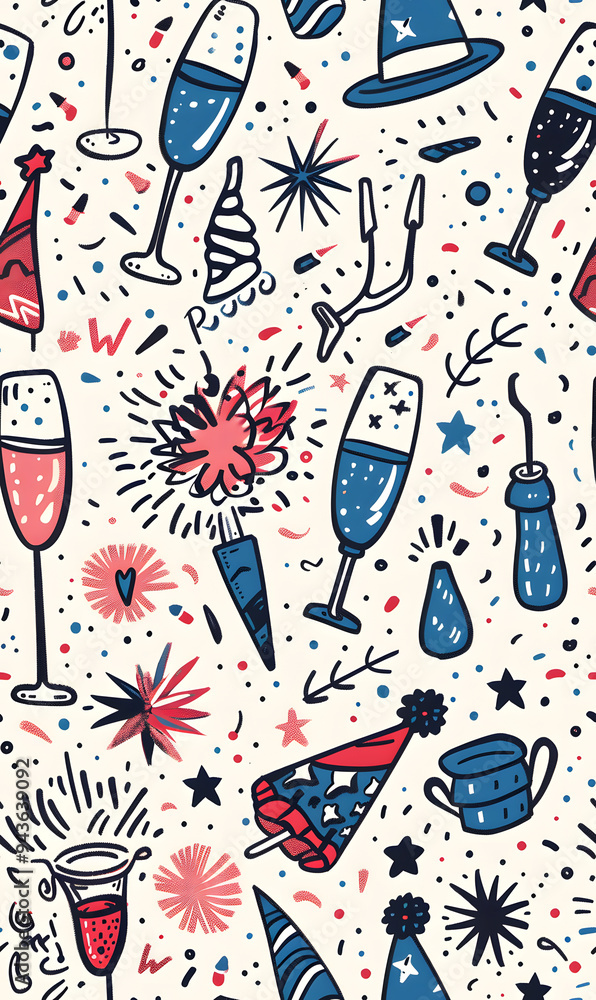 New Year and Christmas 2d cartoon or graphic advertising background, Seamless pattern New Year and Christmas 2d cartoon or graphic advertising background, Seamless pattern