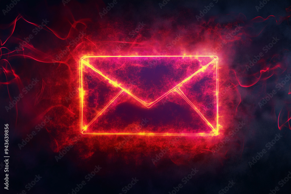 Abstract Vibrant Neon Envelope Concept. Vibrant neon envelope glowing against a dark abstract backdrop. Abstract Vibrant Neon Envelope Concept. Vibrant neon envelope glowing against a dark abstract backdrop.