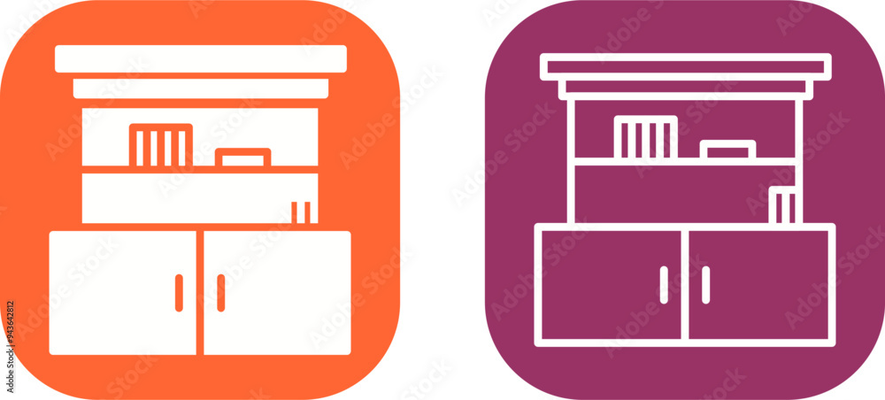 Cupboard with Shelves Vector Icon Cupboard with Shelves Vector Icon